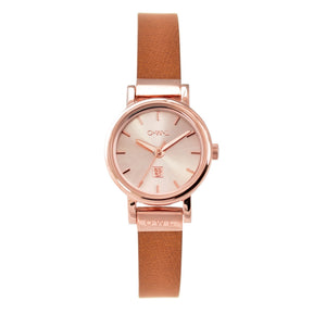 ASCOT ROSE GOLD AND TAN LEATHER WATCH - OWL watches