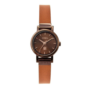 ASCOT CHOCOLATE AND TAN LEATHER LADIES WATCH - OWL watches