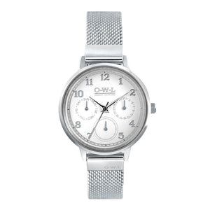 HELMSLEY STEEL CASE WITH SHELL WHITE DIAL & STEEL MESH STRAP - OWL watches