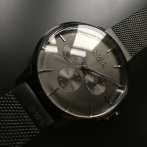 PEMBREY GENTLEMAN'S All BLACK CASE & MESH STRAP WATCH - OWL watches