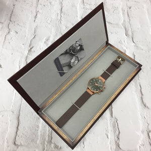 KINGSBRIDGE ROSE GOLD CASE, GREY STONE DIAL & STONE LEATHER STRAP WATCH - OWL watches