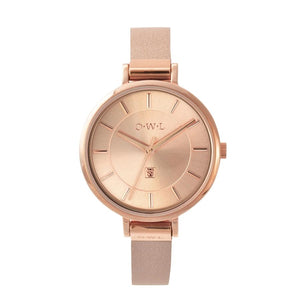MAYFAIR ROSE GOLD & DUSKY PINK LEATHER STRAP WATCH - OWL watches