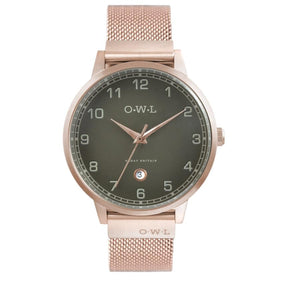 BRANCASTER ROSE GOLD & STONE GREY DIAL, ROSE GOLD MESH WATCH - OWL watches