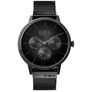 PEMBREY GENTLEMAN'S All BLACK CASE & MESH STRAP WATCH - OWL watches