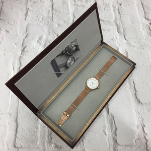 SUTTON ROSE GOLD CASE WITH SHELL WHITE DIAL & MESH STRAP - OWL watches
