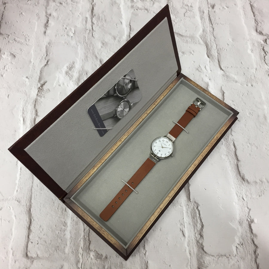 SUTTON STEEL CASE WITH MINK DIAL & MINK LEATHER STRAP - OWL watches