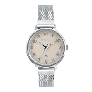 SUTTON STEEL CASE WITH MINK DIAL & MESH STRAP - OWL watches