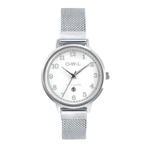 SUTTON STEEL CASE WITH SHELL WHITE DIAL & MESH STRAP - OWL watches