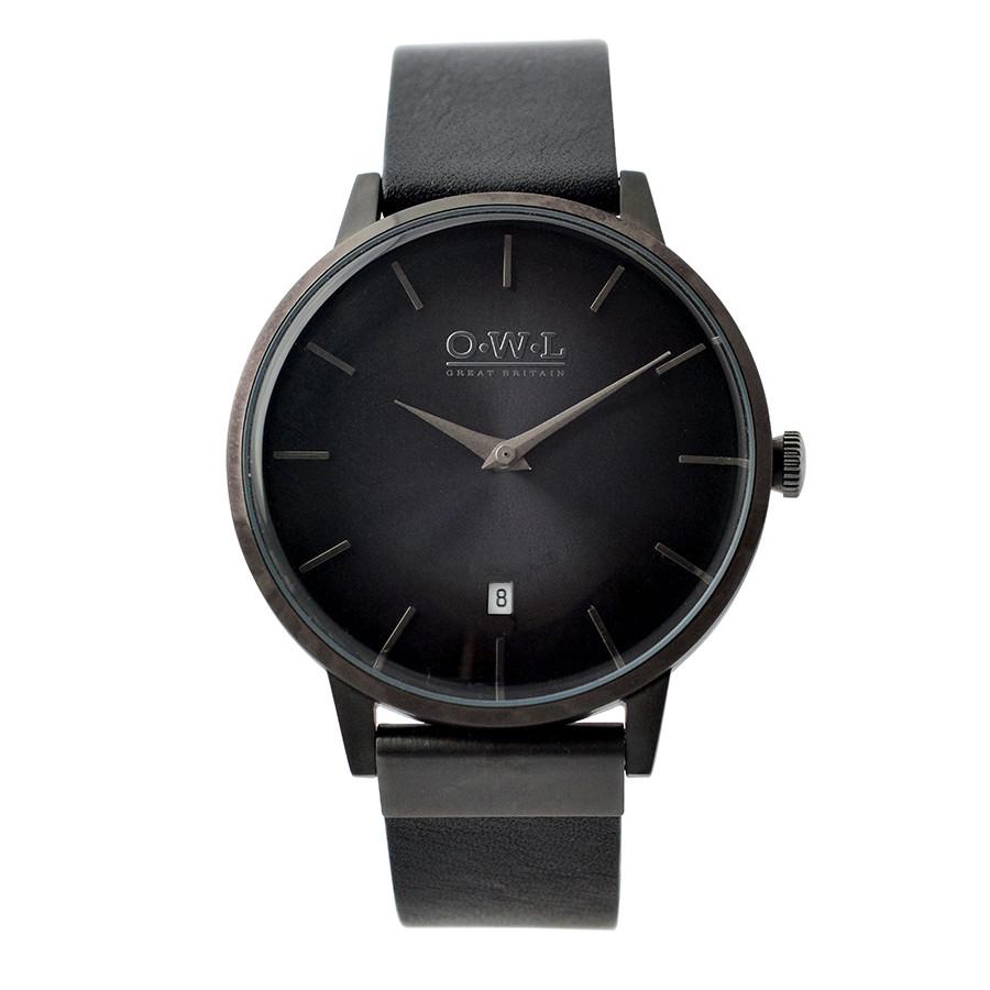 WALLOP GENTLEMAN'S BLACK LEATHER STRAP WATCH - OWL watches