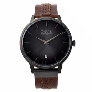 WALLOP GENTLEMAN'S BROWN BROGUE LEATHER STRAP WATCH - OWL watches