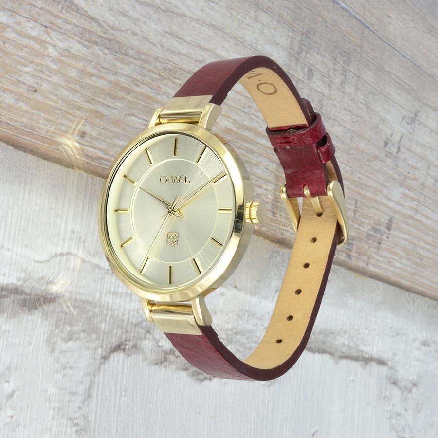 MAYFAIR GOLD AND OXBLOOD WATCH - OWL watches