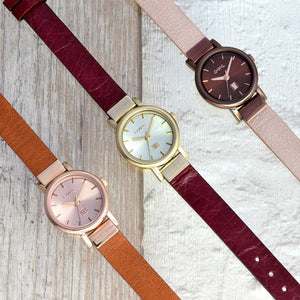 ASCOT GOLD AND OXBLOOD RED LEATHER LADIES WATCH - OWL watches